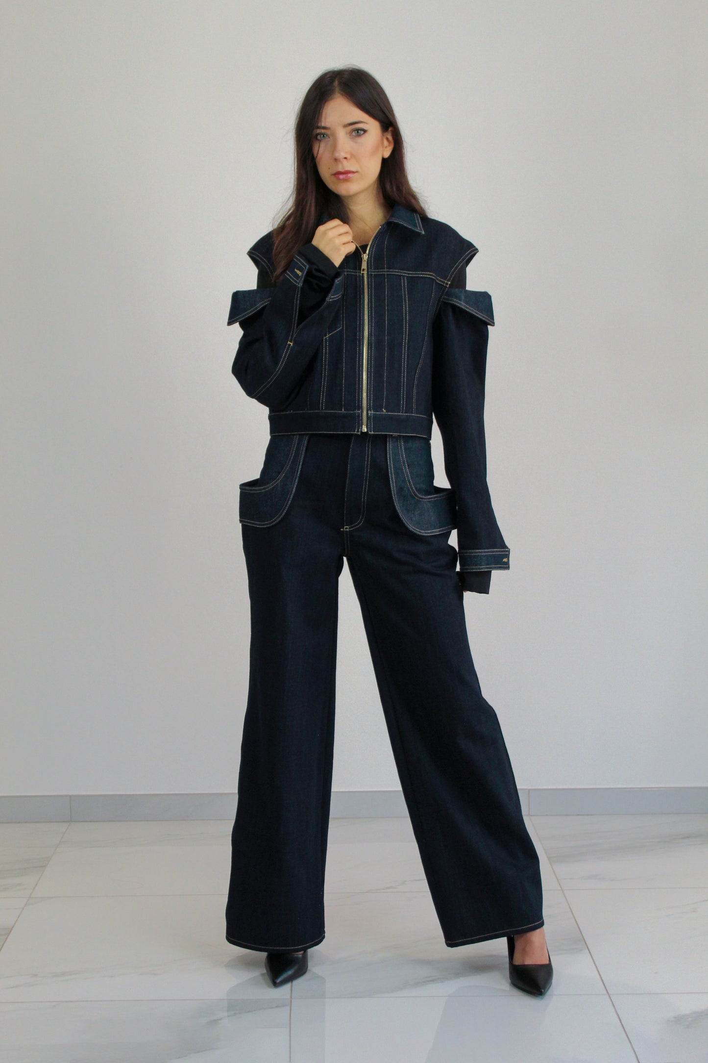 Giacca in denim con dettagli cut-out
